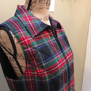 Pendleton Plaid Zip Up Vest 100% Virgin Wool Sz M